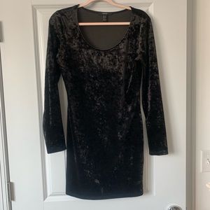 Black crushed velvet mini dress. Size XL.